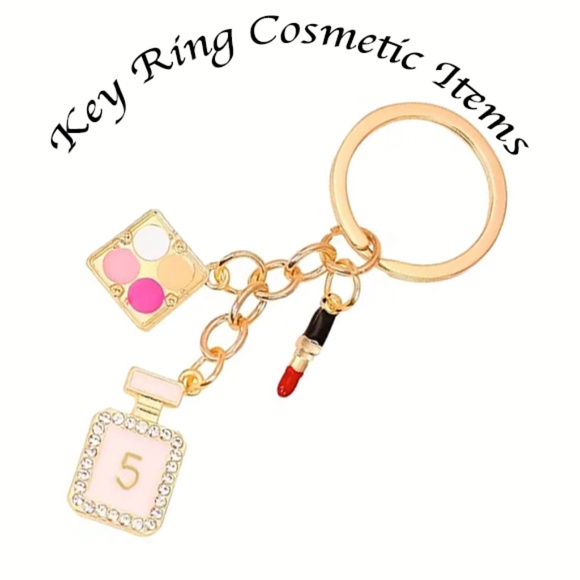 Keychain Alloy (Mixture of Metals) With Rhinestones, Faux Lipstick, Faux Perfume - Picture 1 of 6